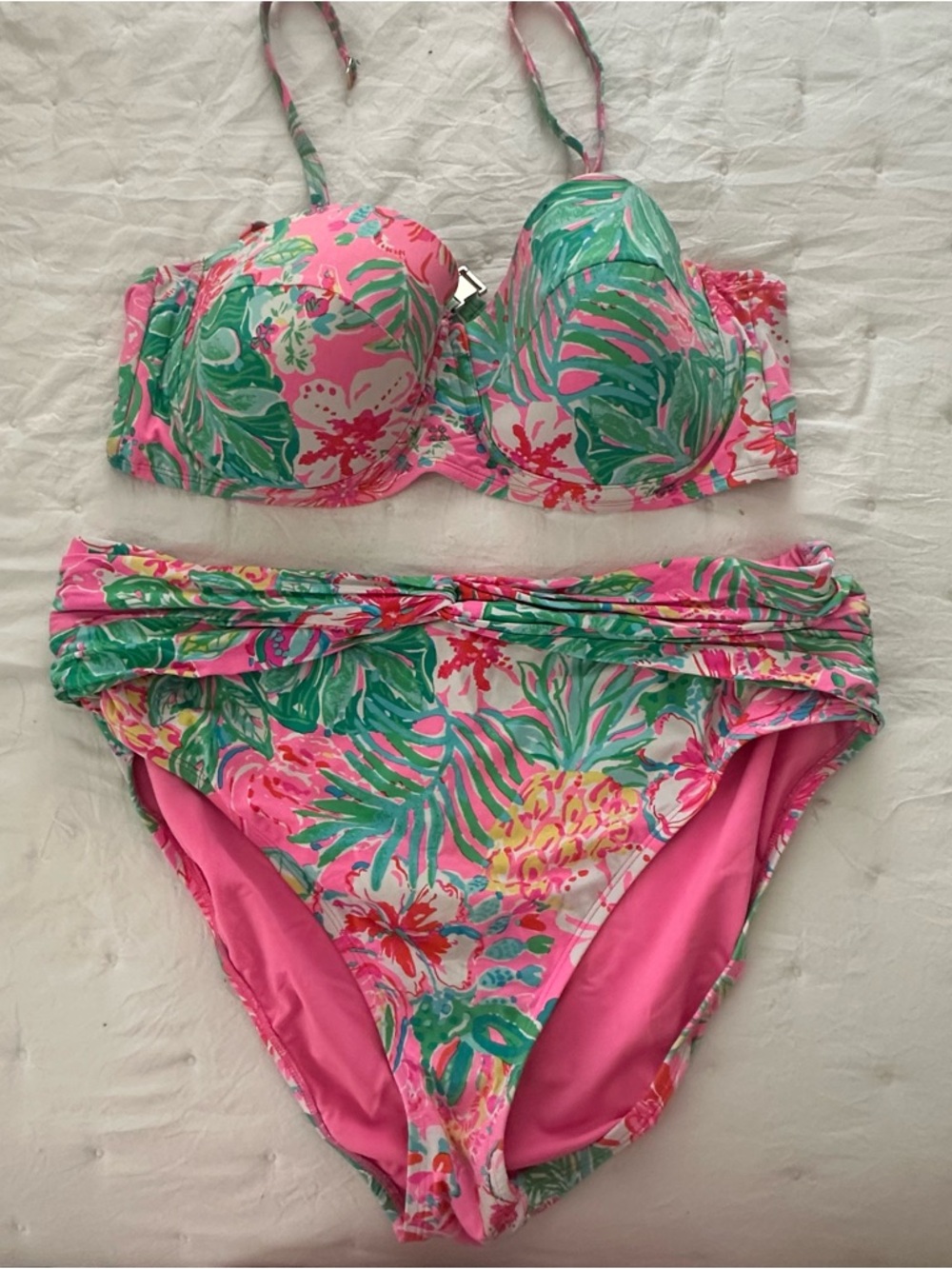 Lilly Pulitzer Pink Teal Floral Bikini Set